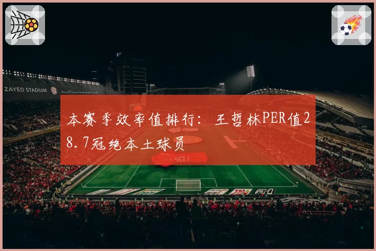本赛季效率值排行:王哲林PER值28.7冠绝本土球员